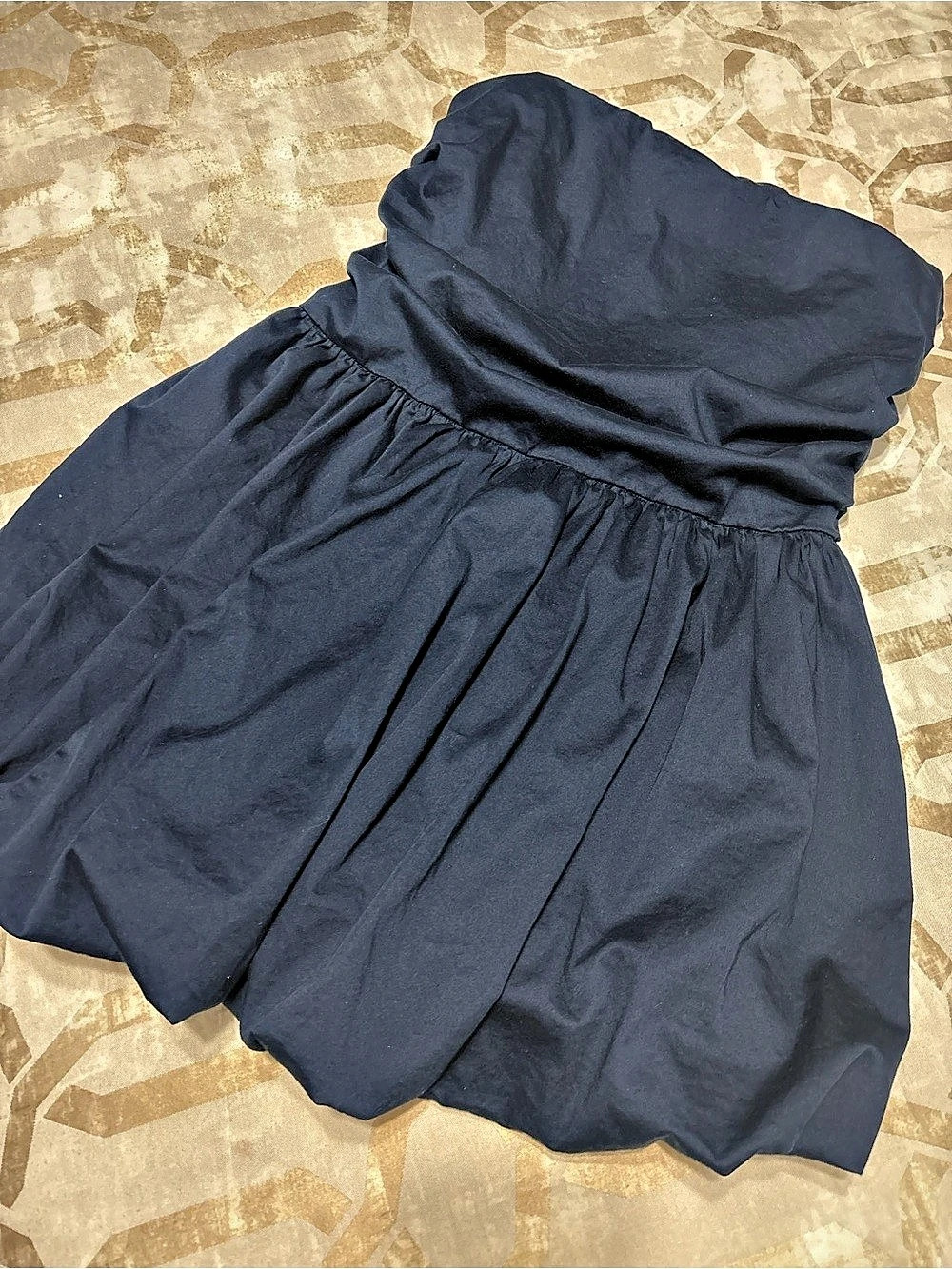 The Drop Rhett Strapless Bubble Hem Mini Dress Blue XXL